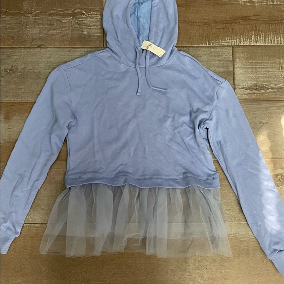 Pilcro Tulle-hem Short-sleeve hoodie - Picture 6 of 12